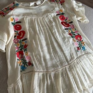Umgee Embroidered Floral Cream Blouse